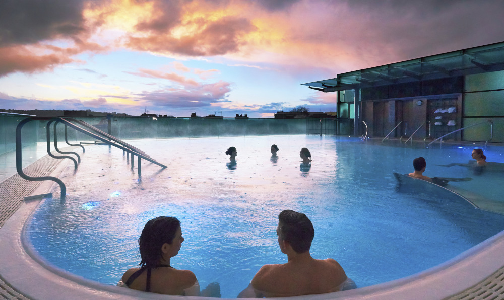 UK couples breaks 2021 Rooftop Pool at the Thermae Bath Spa, Bath, England