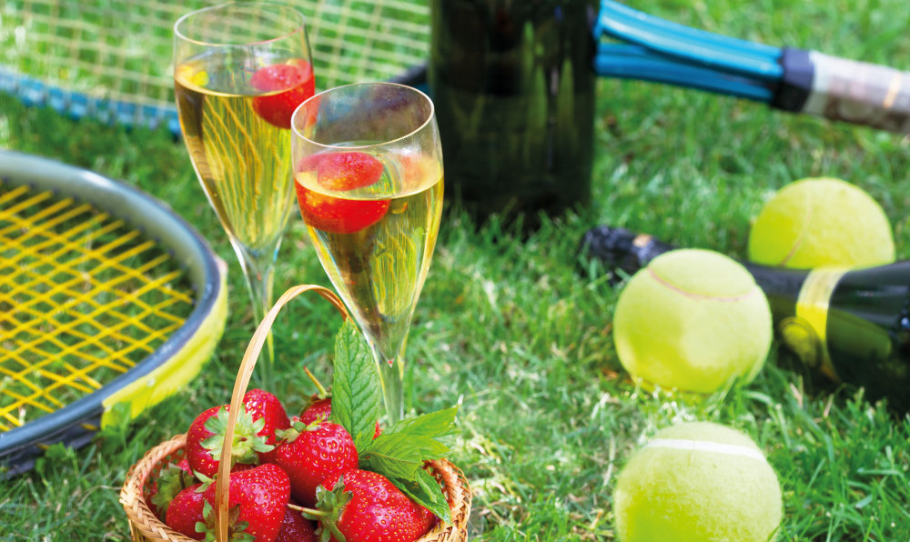 Tennis Champagne and Strawberries